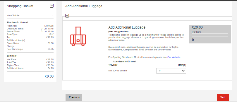 loganair cabin baggage size